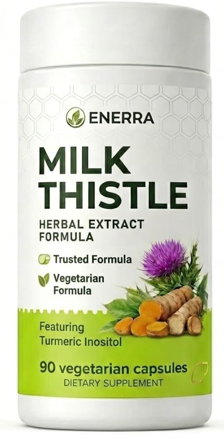 Enerra Milk Thistle, Natural Botanical Supplement for Adults, Non-GMO & Vegan, 90 Count