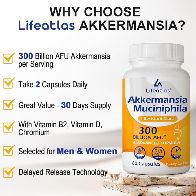 60 Count (Pack of 4) Akkermansia Probiotic